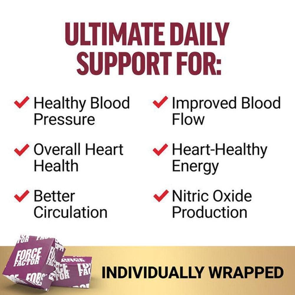 2 Pack FORCE FACTOR Total Beet Ultimate Heart Health Blood Pressure Support Chew 4