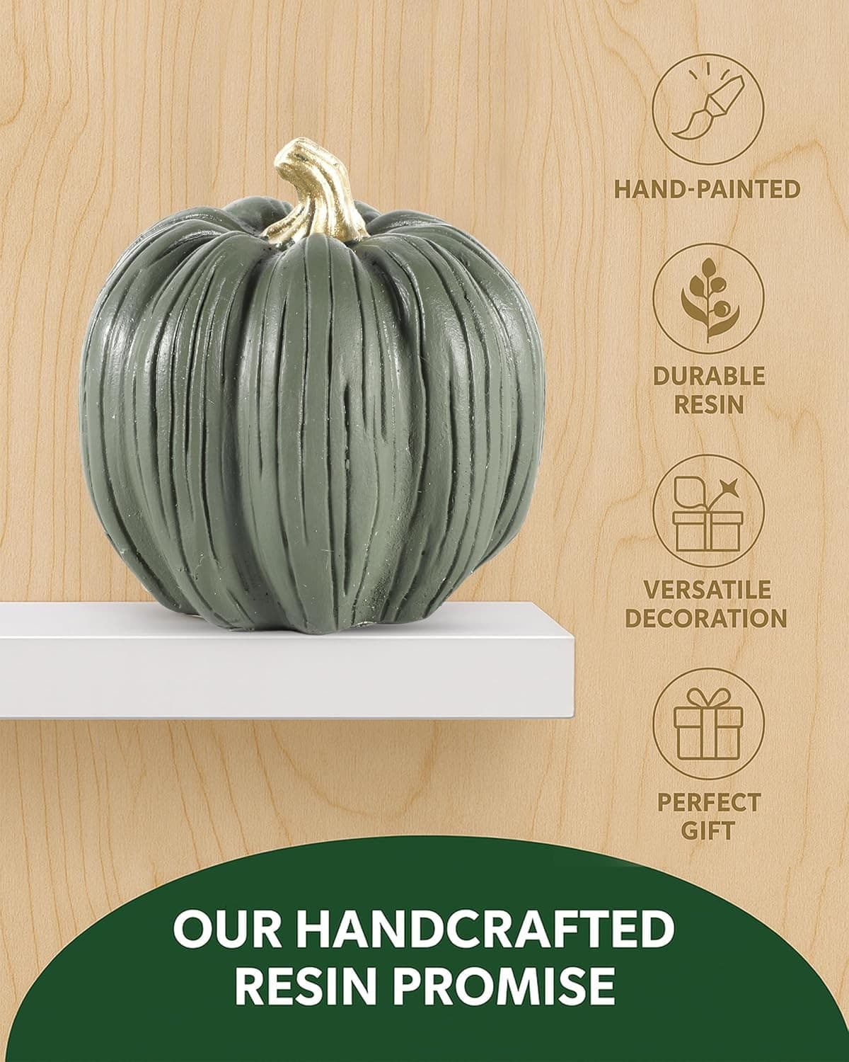 Set of 3 Mini Resin Pumpkins – Hand-Painted Fall Harvest Table Multi Color  5