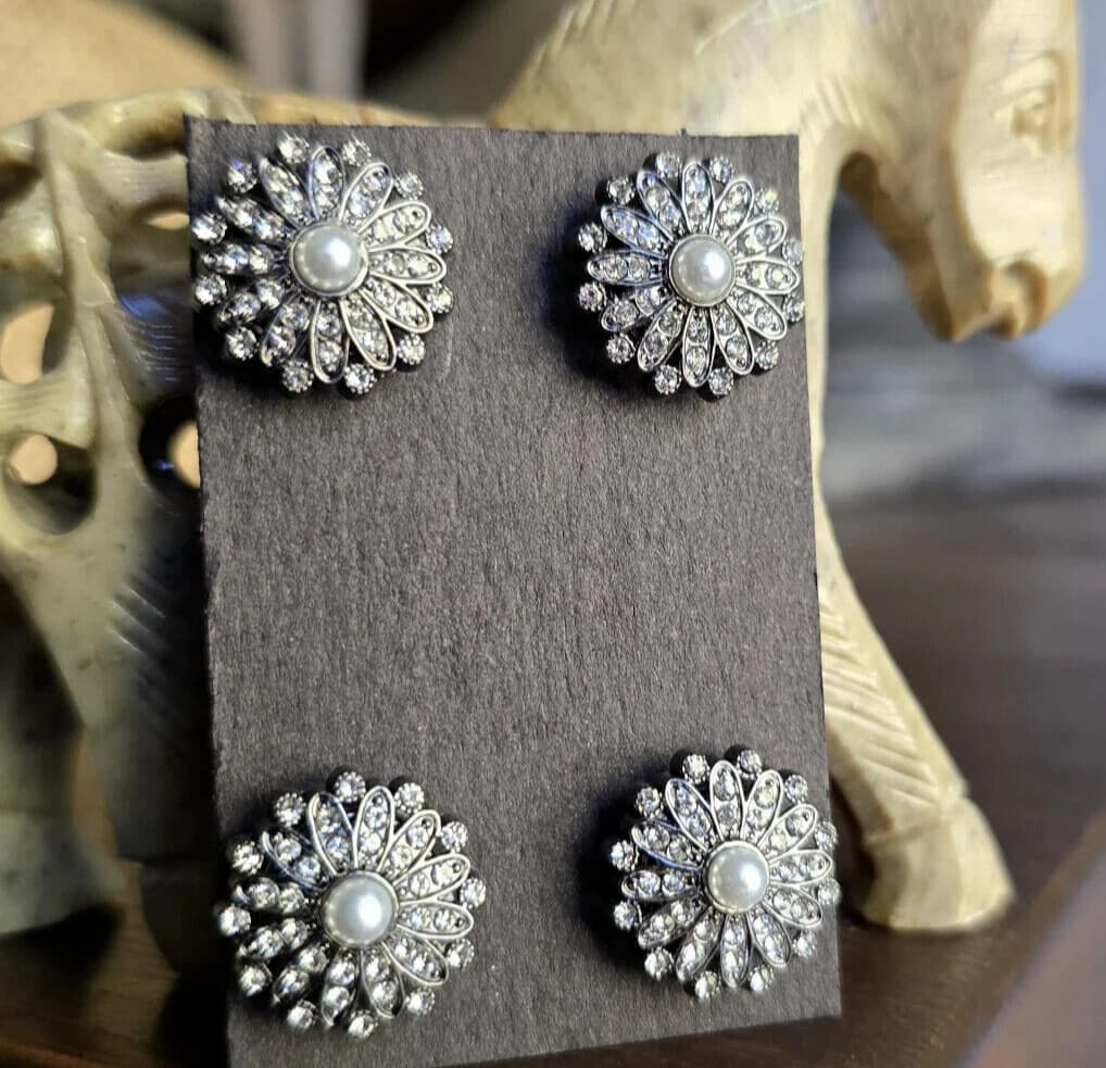 Black and Faux-Pearl Magnetic Pins . Horse Show magnet pins.  Clothing magnets. 2