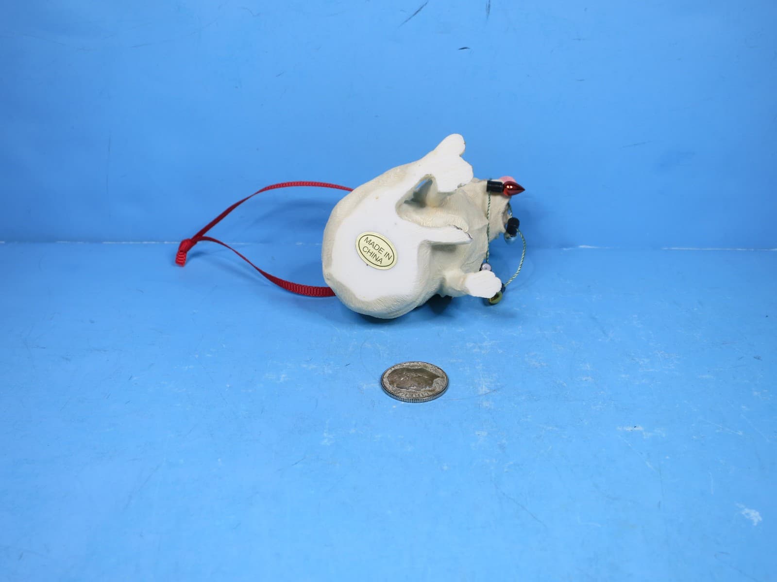 SANDICAST DOG CHRISTMAS ORNAMENT Bull Dog W/Light String-New In Box 6