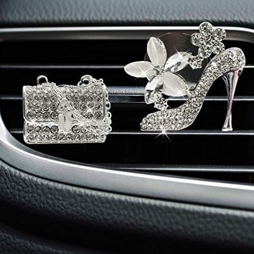 LHEVEN Crystal High Heel Shoe & Magic Bag Car Air Vent Clip 2 Count (Pack of 1) 2