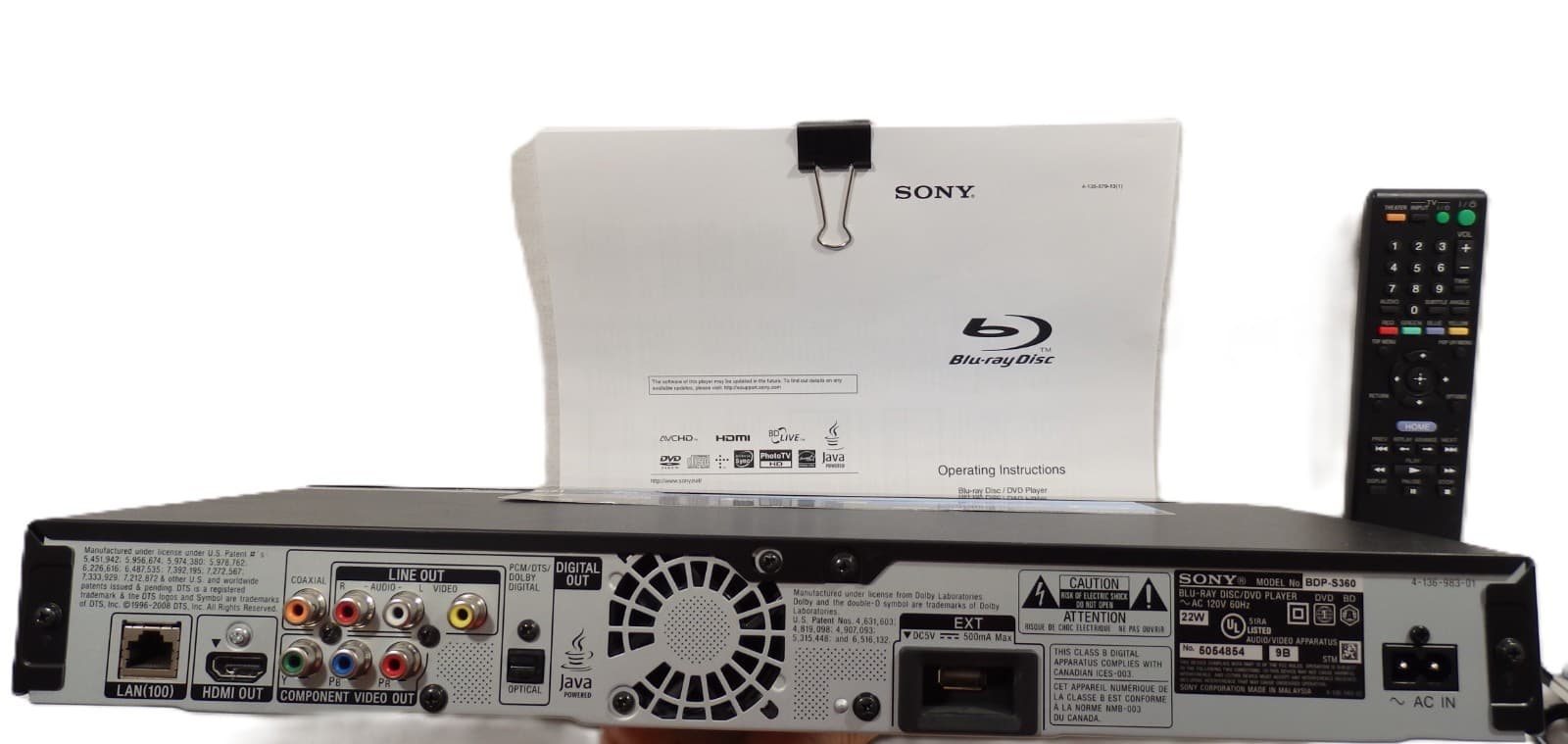 Sony BDP-S360 Blu-ray DVD Player - Tested Working - Remote, Manual, Power Cord 4
