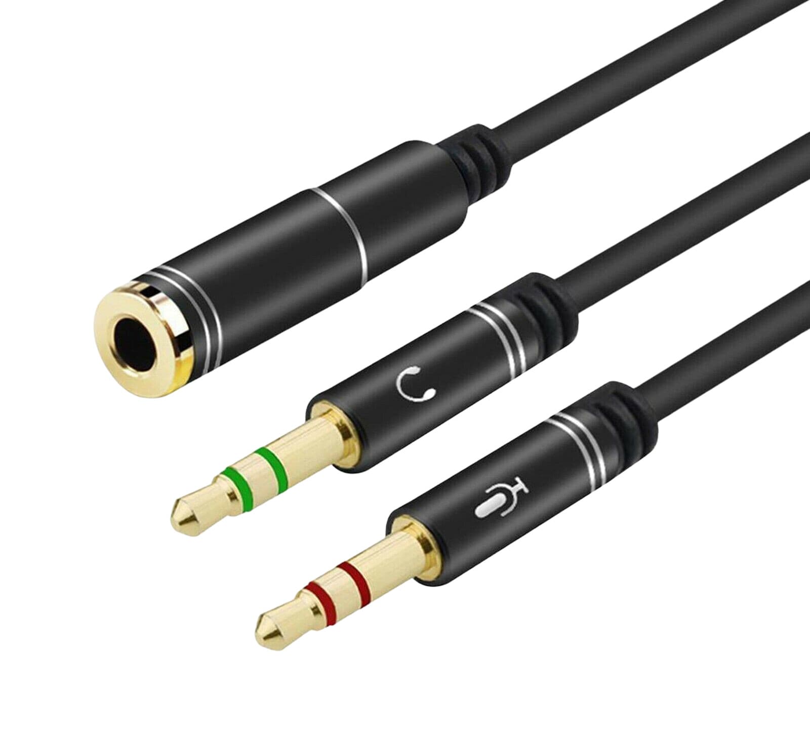 3.5mm AUX Cable Audio MIC Splitter Headphone Earphone Adapter 2 Male to Female