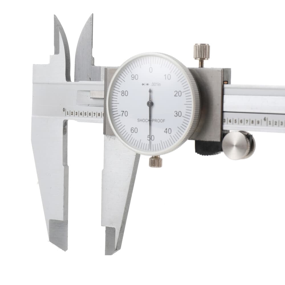 Shockproof Dial Caliper, 0.1" per Revolution, 0-12" Range, 0.001" Accuracy &Case 5