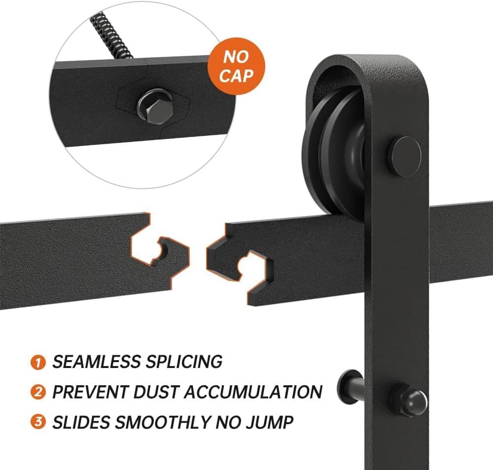 6.6FT Heavy Duty Sliding Barn Door Hardware Track Kit for One 36"-40" Wide Door 5