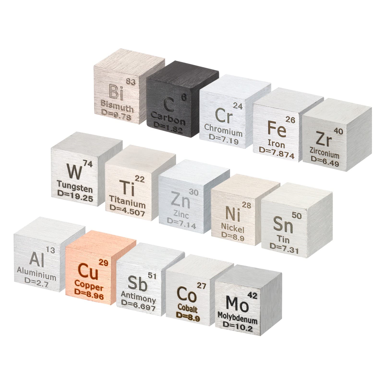 15 Pcs Element Cube 10mm High Density Unique Metal Periodic Table of Elements