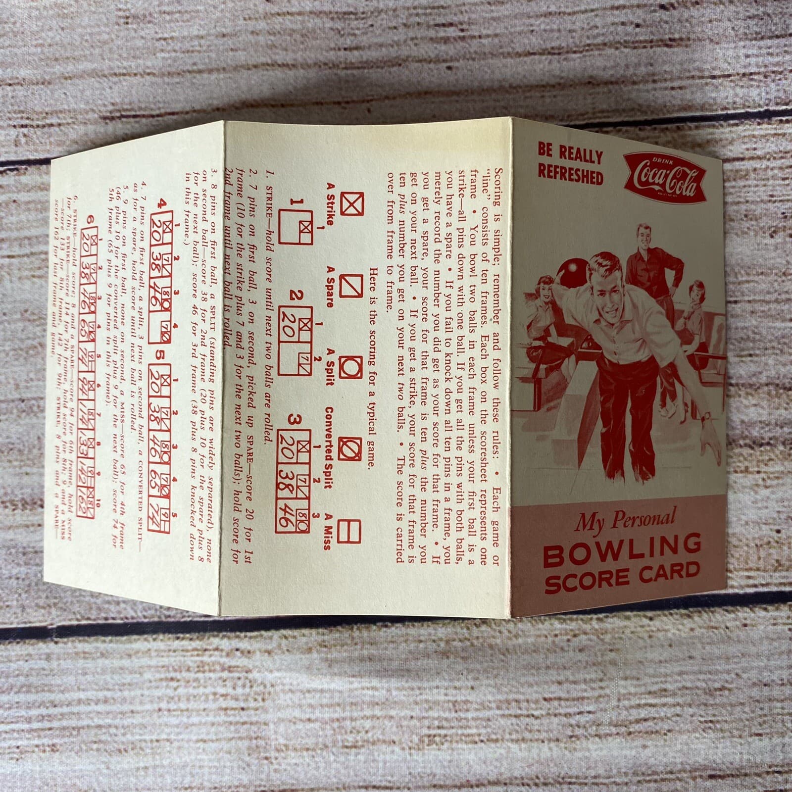 1960's Coca Cola Bowling Score Card with Fishtail Logo 2