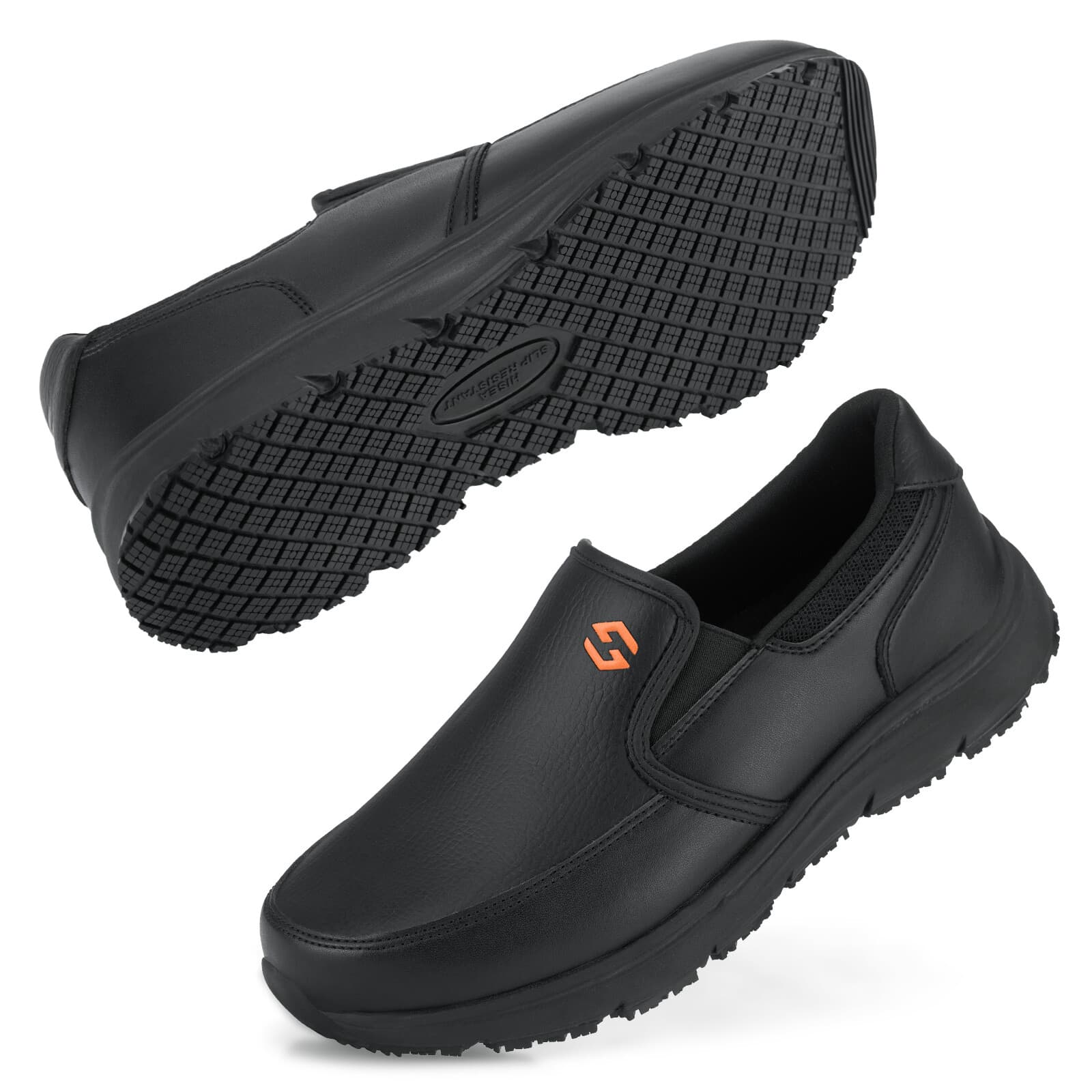 HISEA Men Non Slip Work Shoes Memory Foam Slip-On Food Service Kitchen Chef Shoe