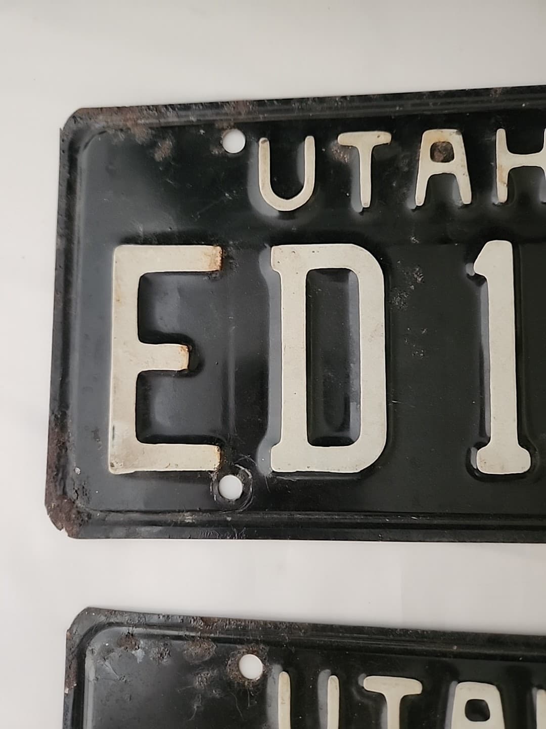 1966 Vintage Black Utah Auto License Plate Set Alpha Numeric 2