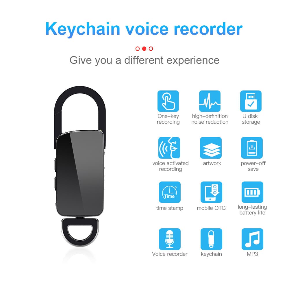 Mini Hidden Spy Digital Audio Recorder Voice Activated Key Chain MP3 Dictaphone 3