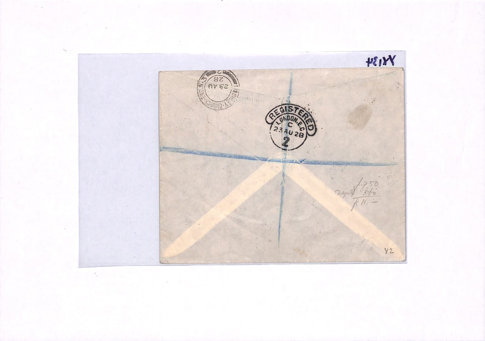 DENMARK Air Mail Cover 1928 FIRST FLIGHT SWEDEN-GB London Copenhagen Reg. YX134 5