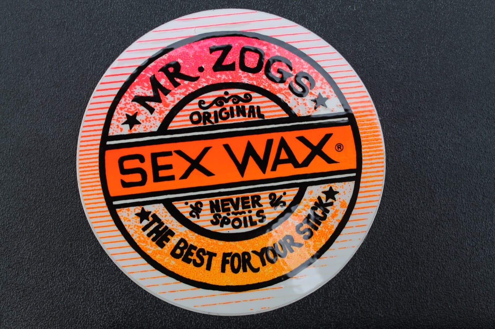 Mr Zog's Sex Wax Surfboard Neon Orange Pink OG 80's SW1A Vintage Surfing STICKER