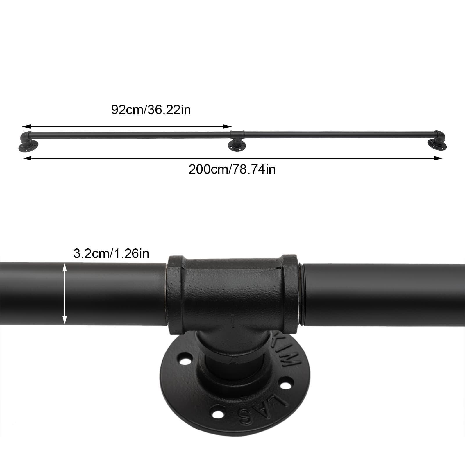 US Iron Handrail Stair Rail Wall Mounted Step Stair Handrail Staircase Grab Bar 2