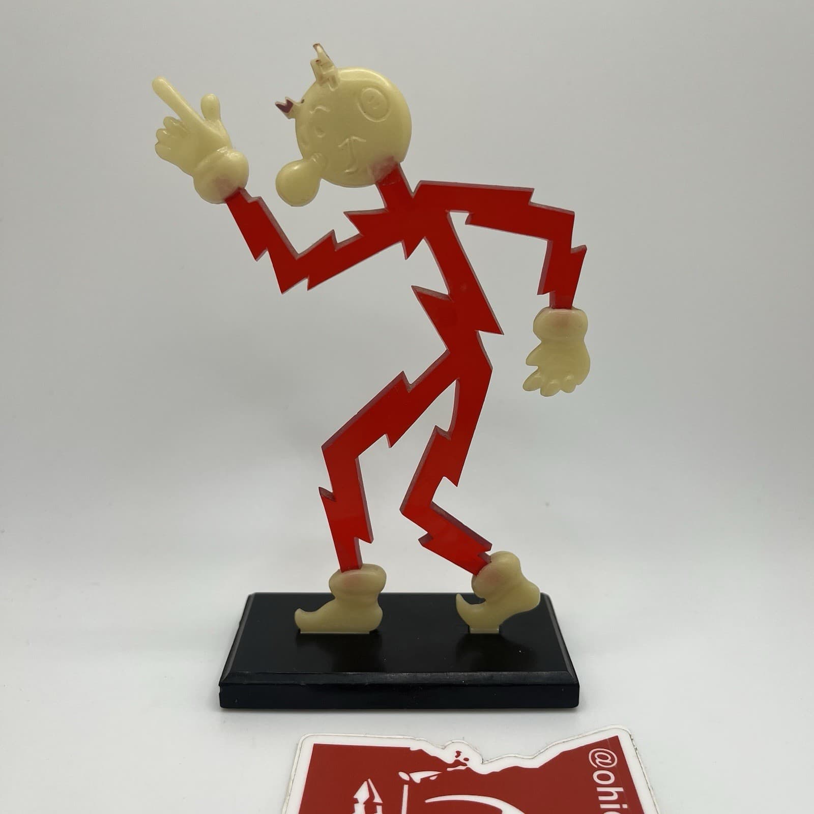 Vintage Reddy Kilowatt Translucent Plastic Figure + Stand 40s 50s Rare Display 2