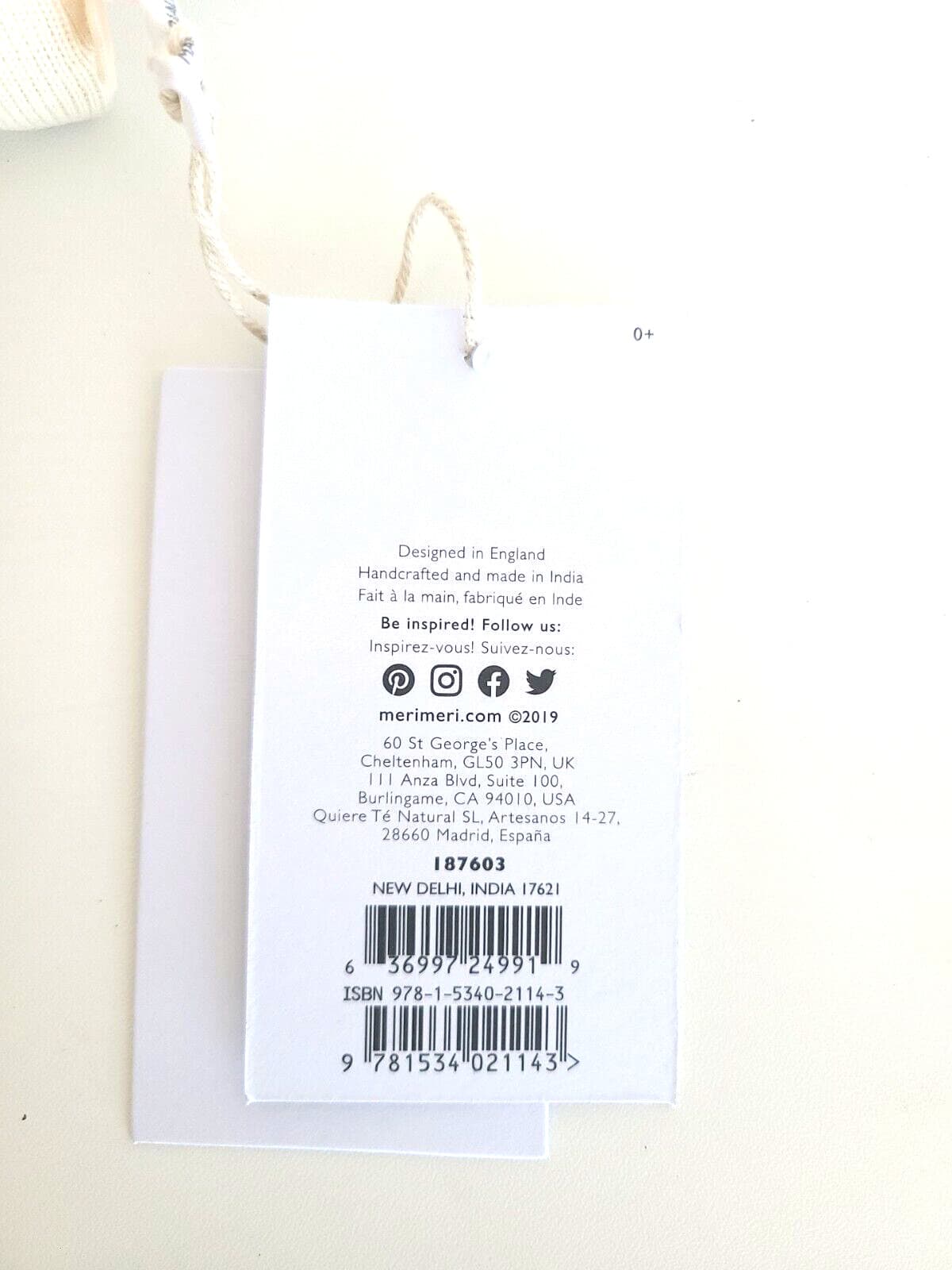 Meri Meri Milk Baby Rattle Toy Unisex Boy Or Girl Organic Cotton Handcrafted NWT 2