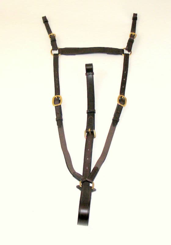 Hunting Breastplate with elastic Horse Size, Havana/Brass