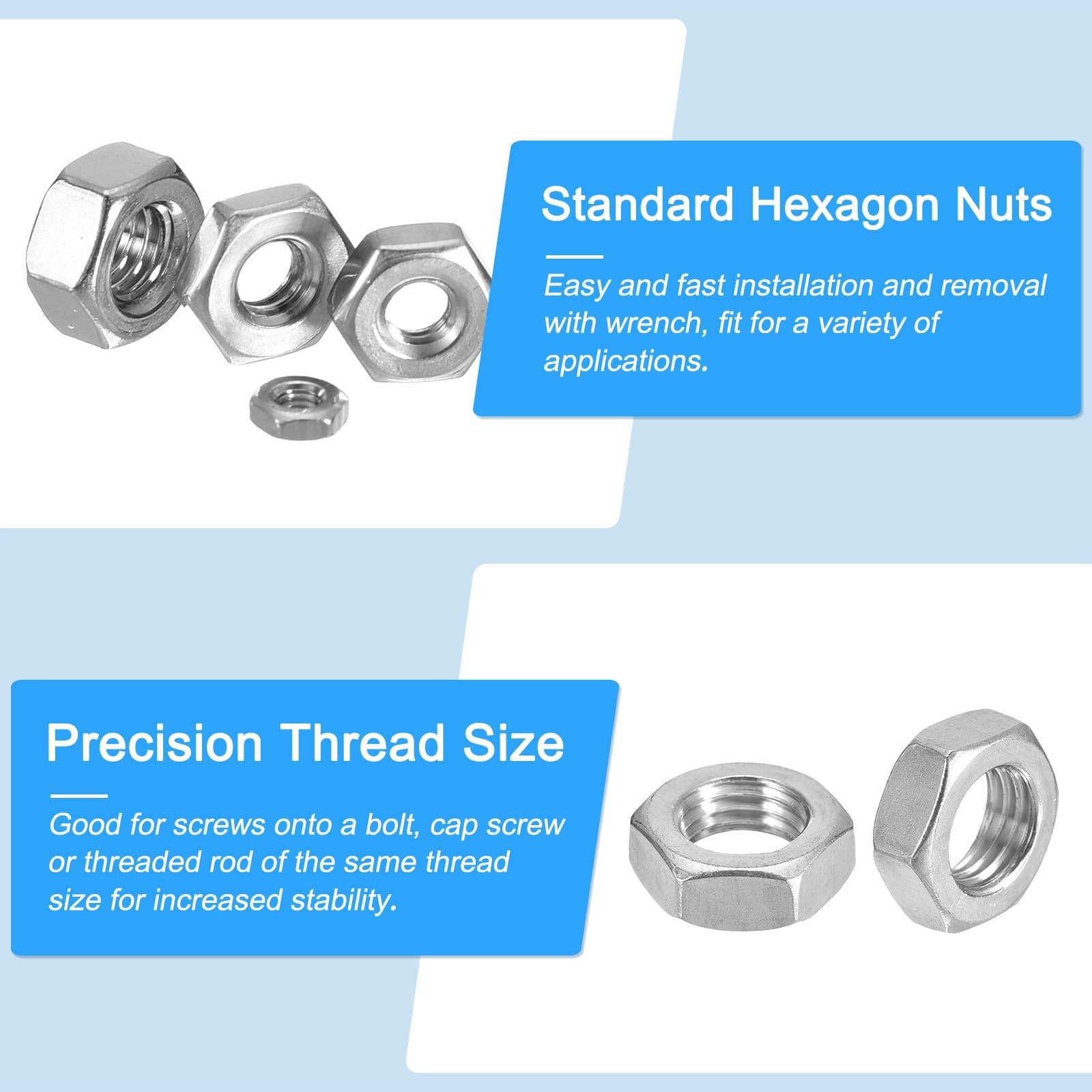 Hex Nuts (5/16"-18) 25Pcs 316  Steel Coarse Thread Nut Silver 6