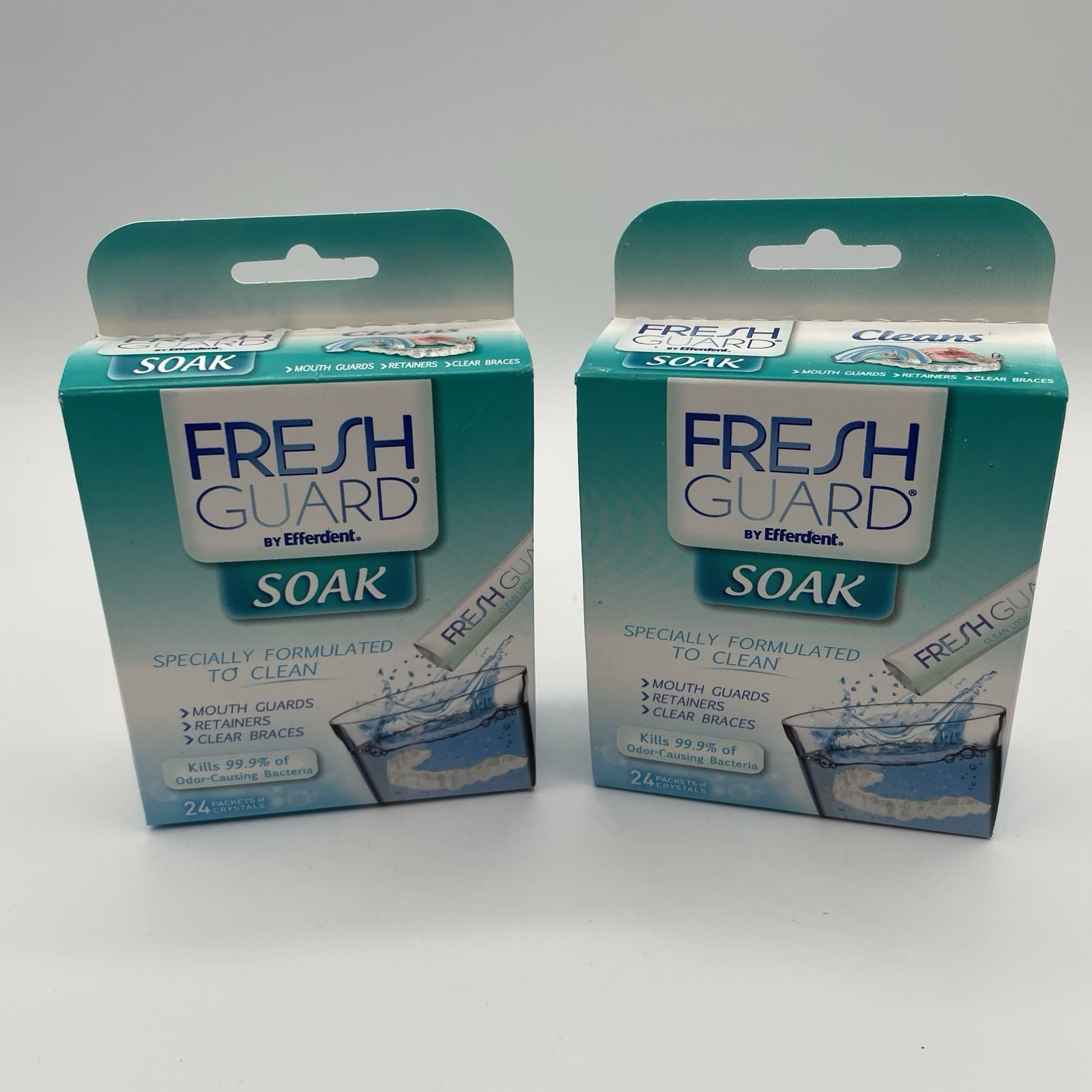 Lot of 2 -Fresh Guard Soak by Efferdent for Retainers Braces Mouth Guards *READ*