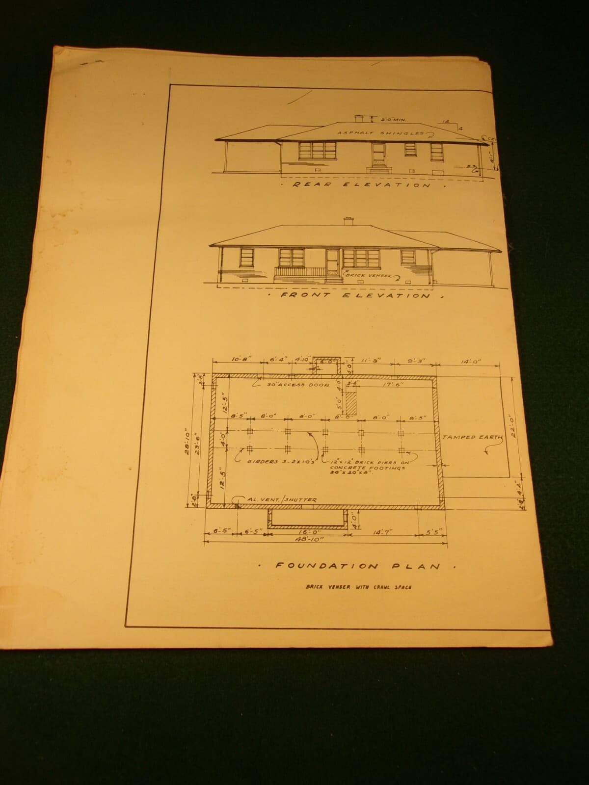 PAIR OF OLDER VTG 1964 HOUSE BLUEPRINTS PLANS\:  UofA AGRICULTURE EXTENSION SRVC 5