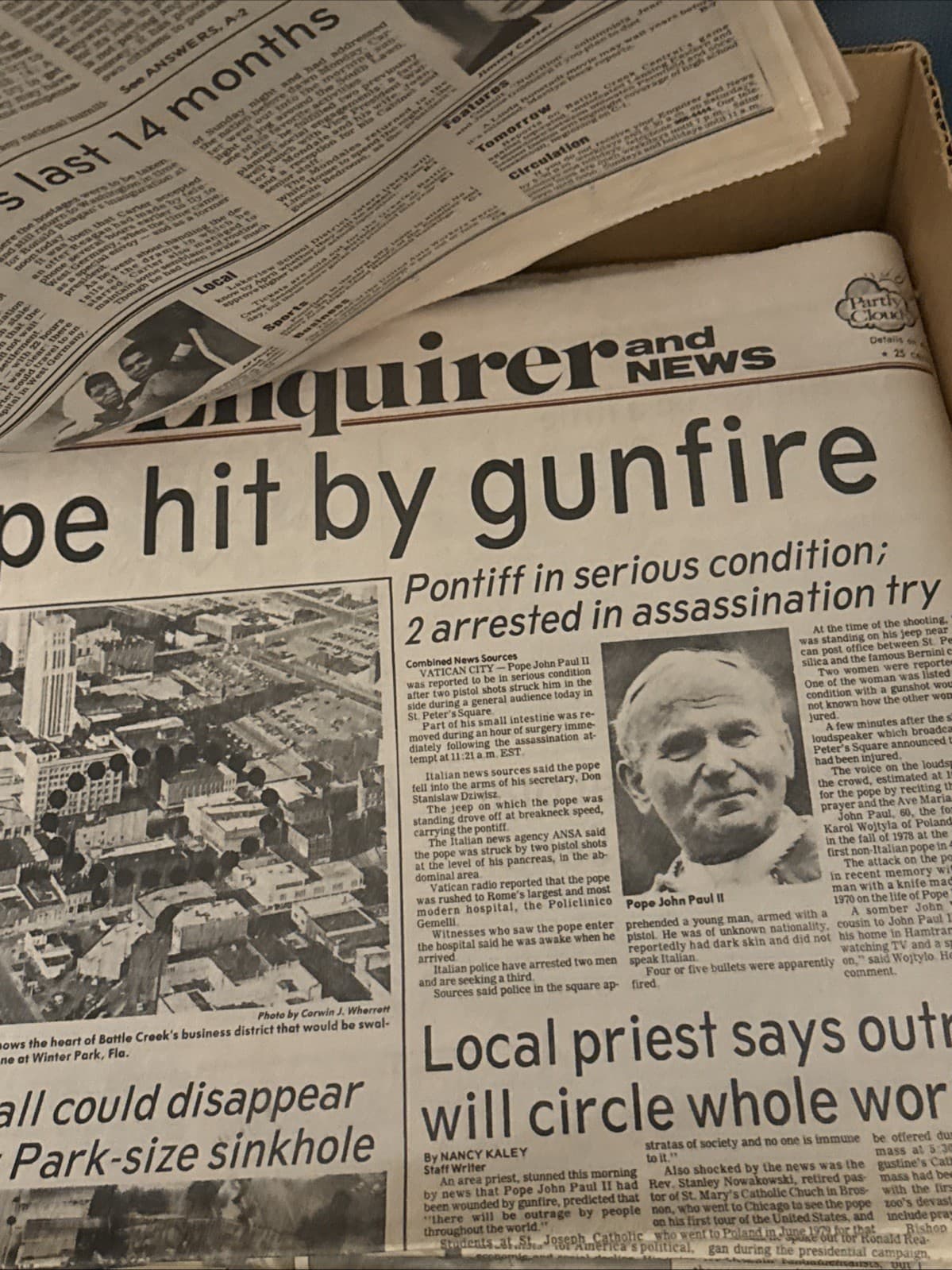 2 Boxes Full Of Historical Newspapers WW2 Sports Music Disasters  Presidents 5