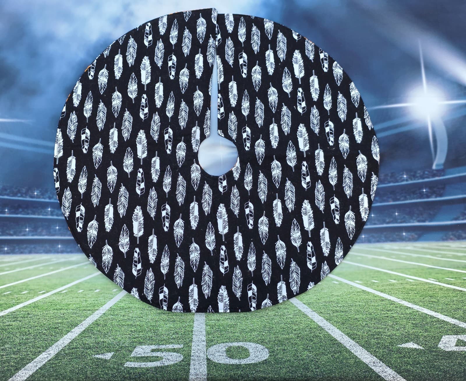 Handmade Mini 19" Christmas tree skirt NFL FOOTBALL Pittsburgh Steelers Feathers 3