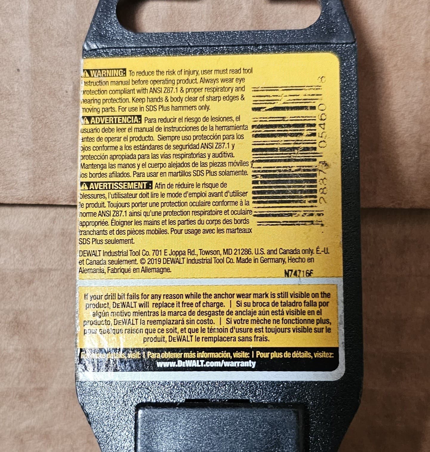 Dewalt DW5460 7/8" x 6" x 8" SDS Plus Rock Carbide Hammer Drill Bit Concrete 5