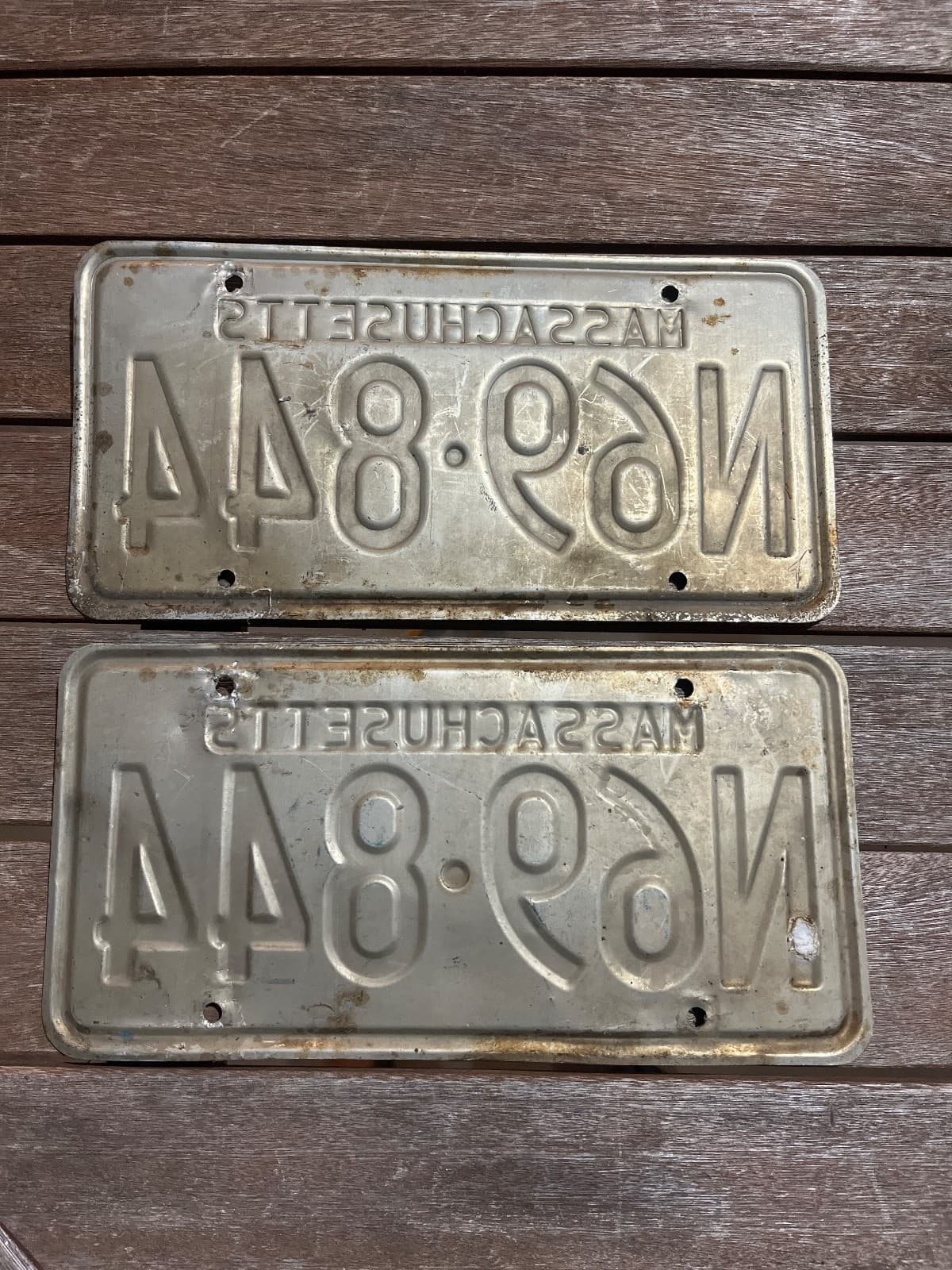 1973 Massachusetts License Plate Pair  N69 844 2