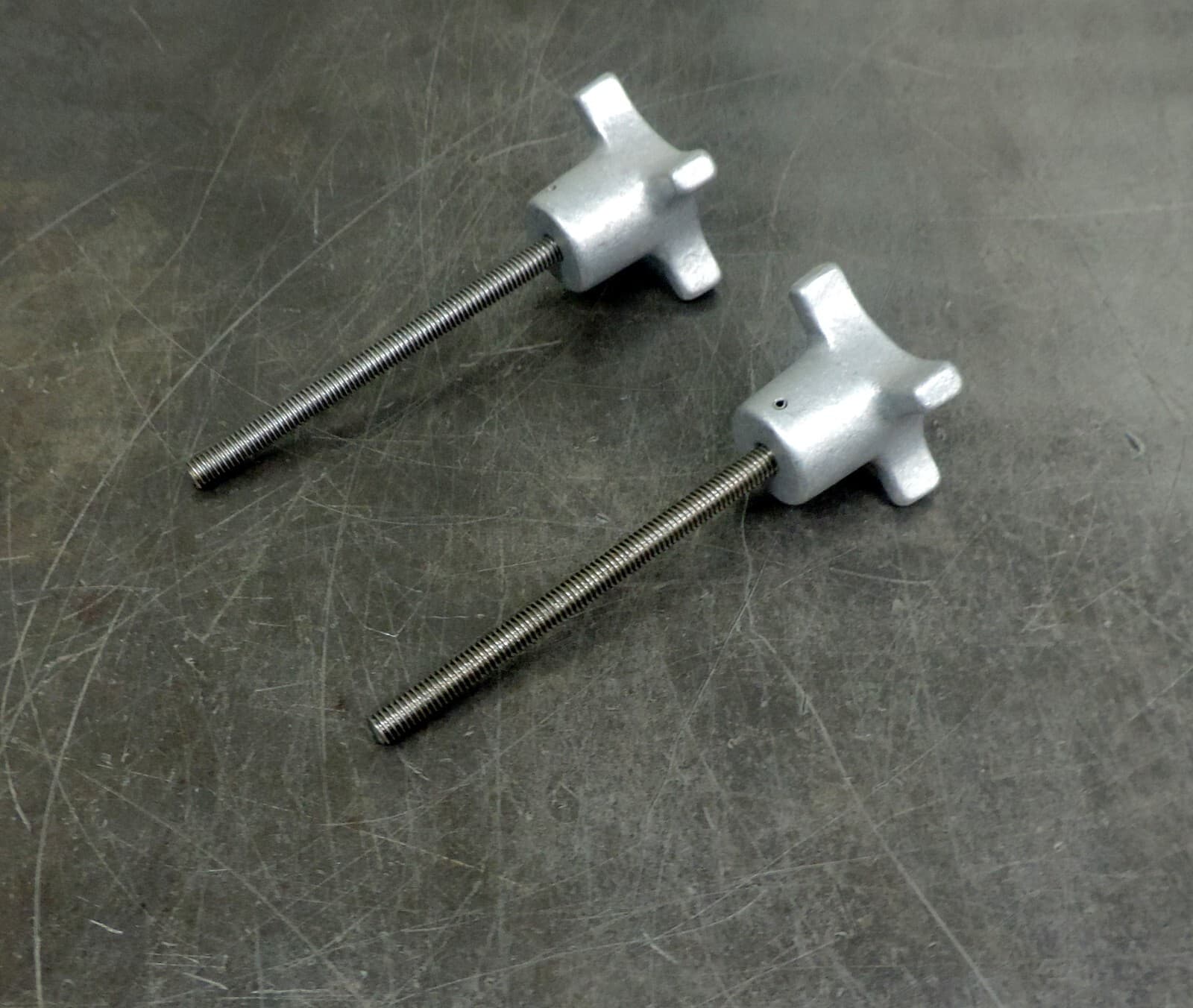 Hand Knob Handle Aluminum with 5/16" SAE Threaded Shaft Lot of (2) Two 3