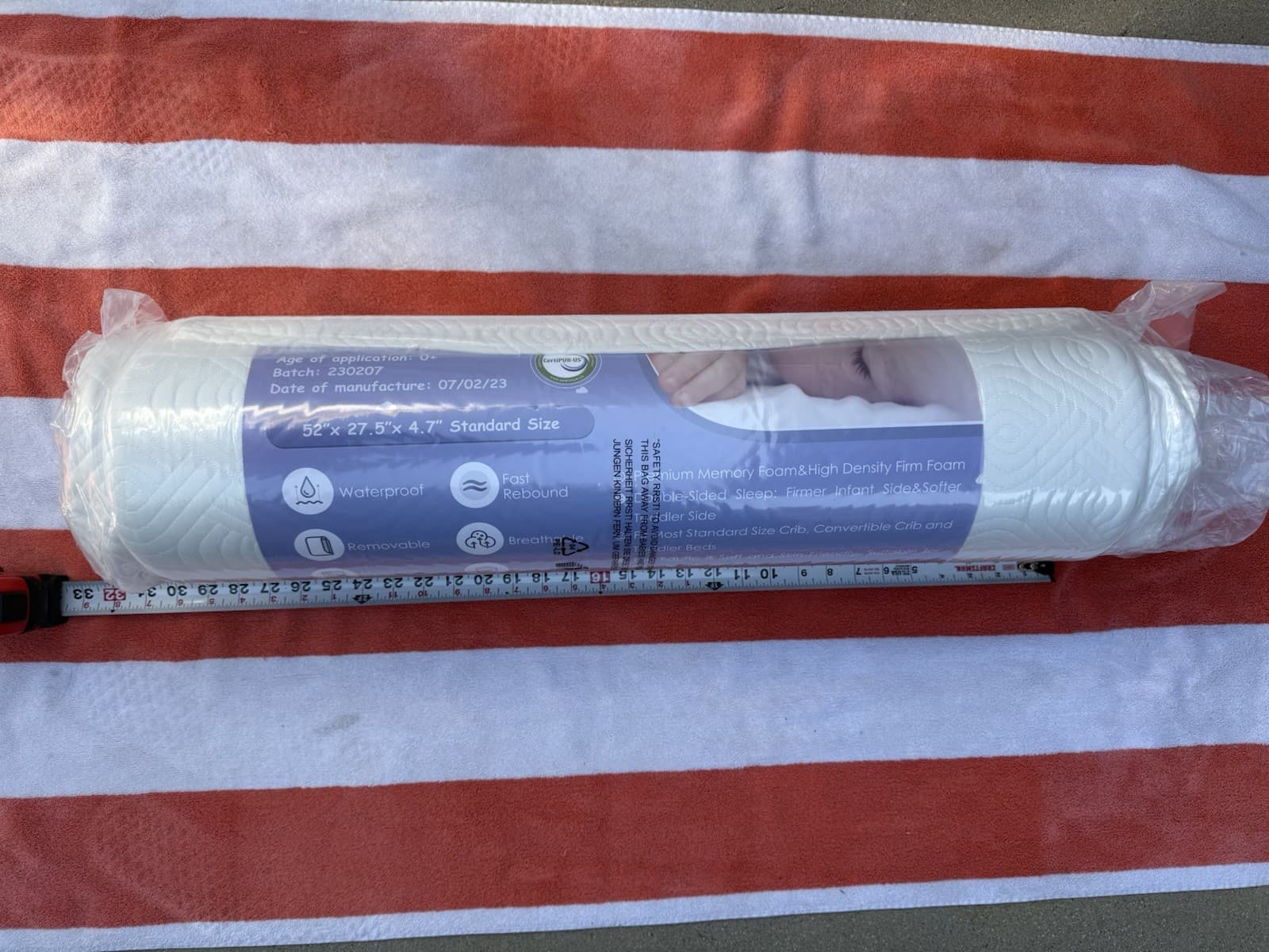 NEW Infant & Toddler Double Sided Memory Foam Crib Mattress 52" x 27.5" x 4.7" 2