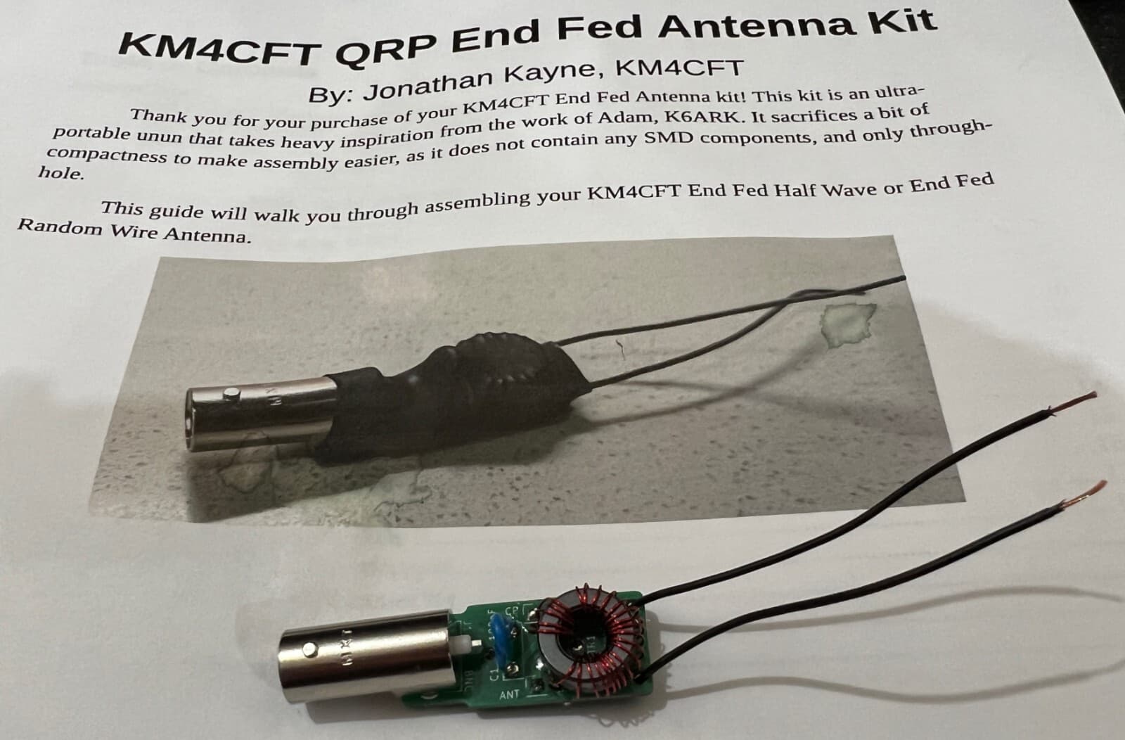 End Fed Half-Wave EFHW 20 WATT antenna unun kit EFRW End Fed Random KM4CFT 4