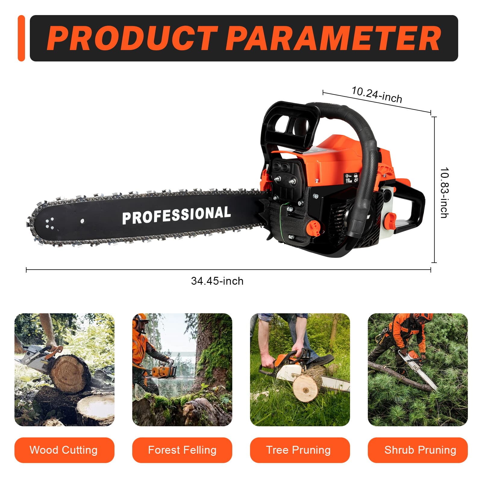 2-Stroke Gasoline Chainsaw 62 CC 20" Power Engine Wood Cutting Gas Chain Saw new 2