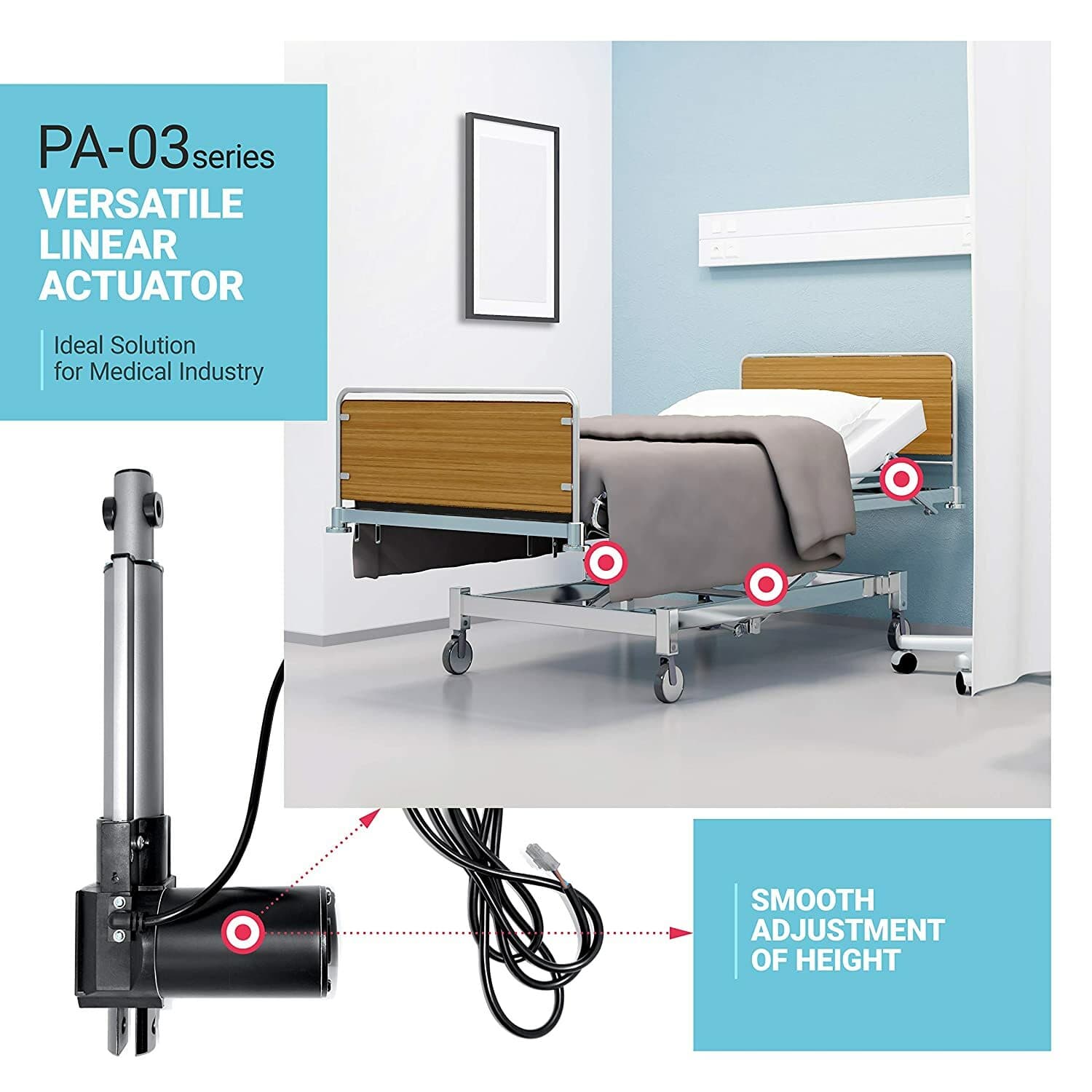 12V Linear Electric Actuator (4"-24" stroke, 200-600 lbs. force) - PA-03 model 3