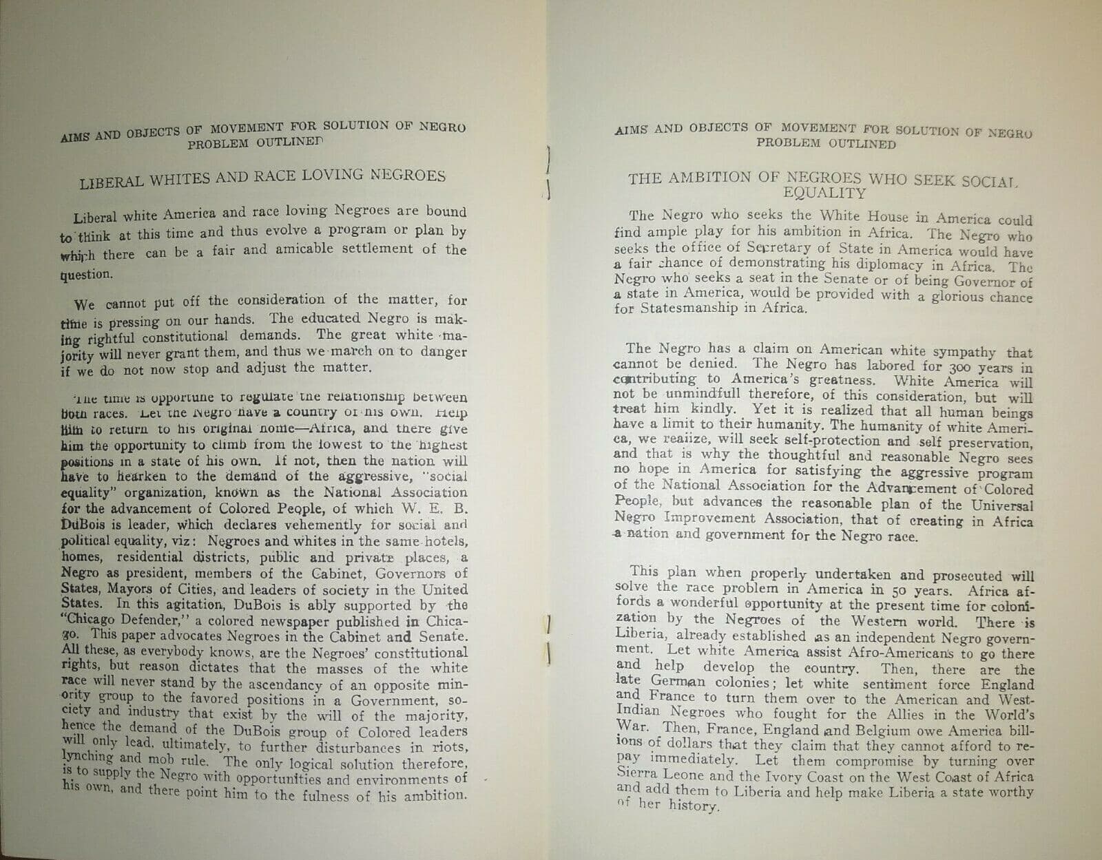 MARCUS GARVEY Pamphlet ~ Aims and Objects of Movement for solution of Negro...   4