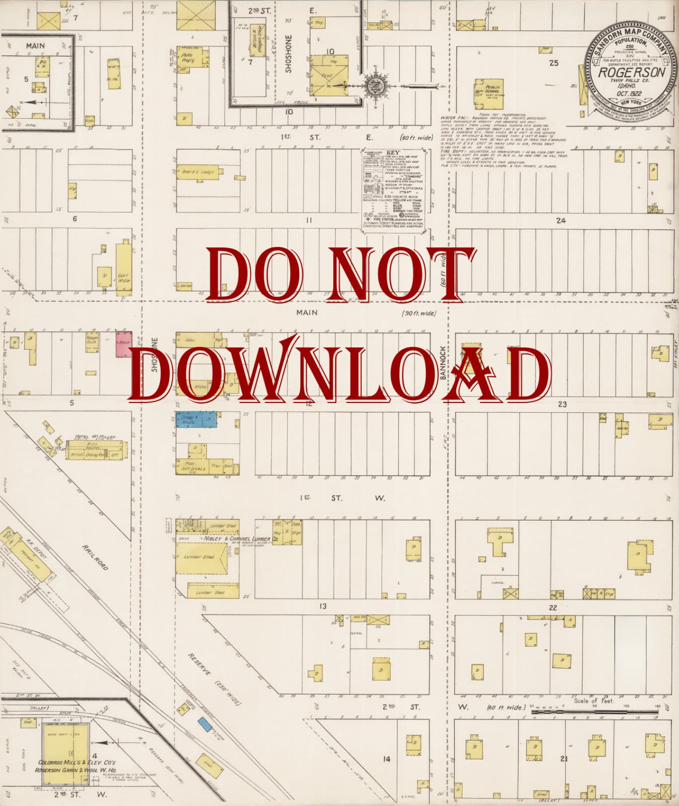 1922  Very Detailed COPIES City Map Rogerson  Idaho  Perfect for researchers