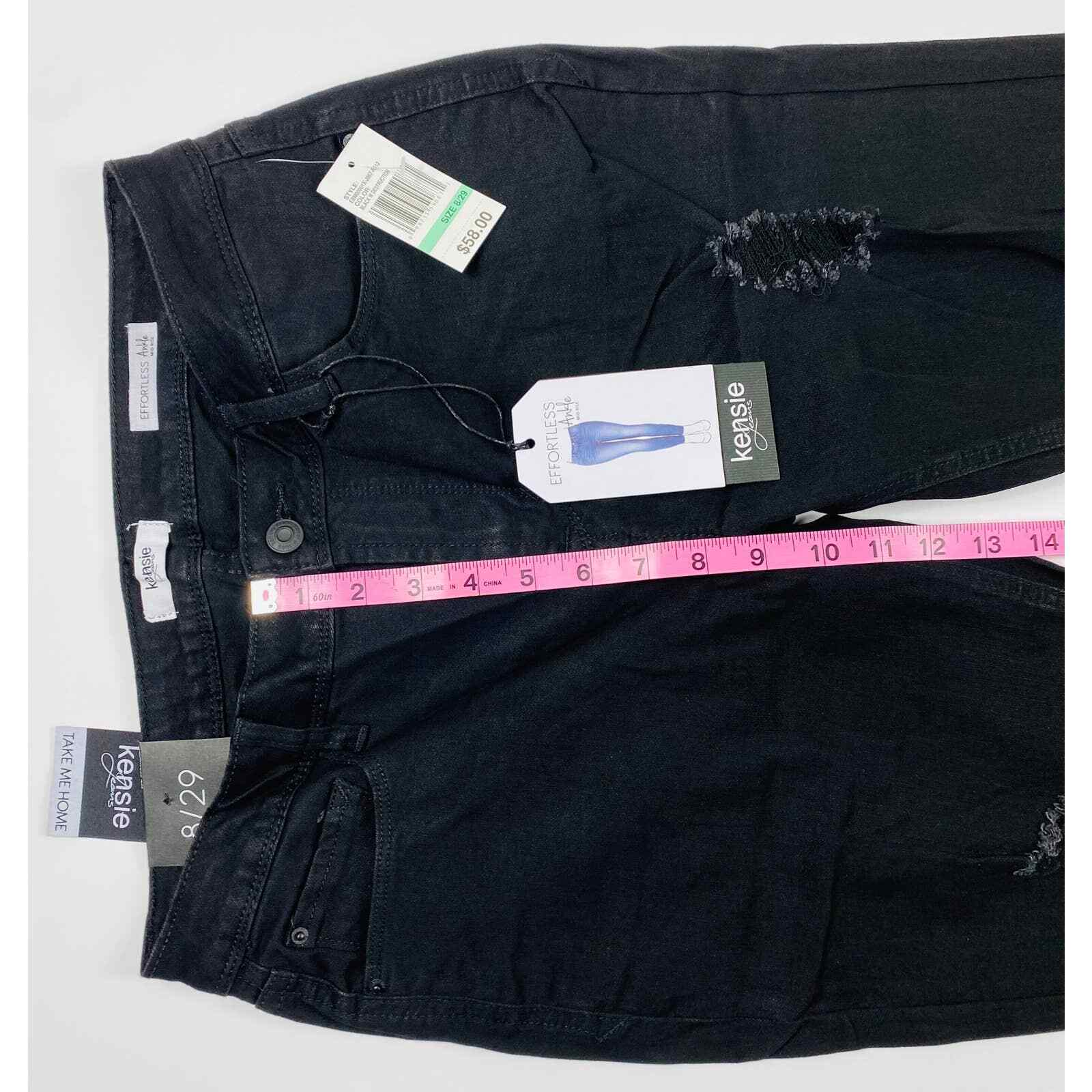 Kensie Womens Effortless Ankle Mid Rise Black Distressed Jeans Size 8/29 NWT  3