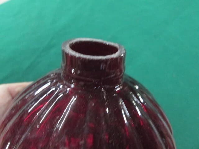Glass Ruby Red Lightning Rod Ball Embossed Bubble Pattern Old Barn Farm 4