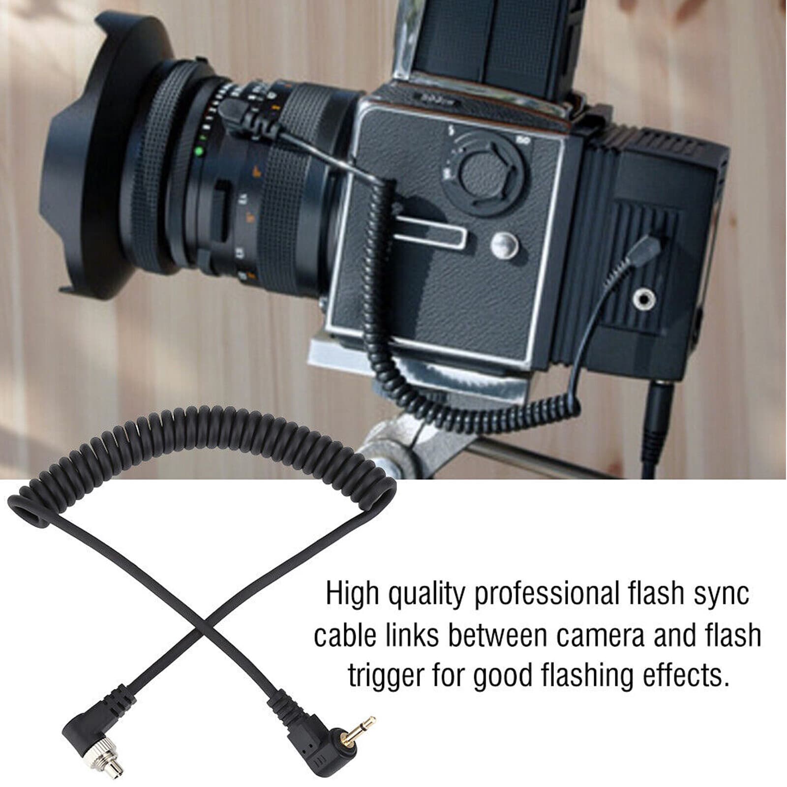 2.5mm To Male Flash PC Sync Cable Camera Flash Trigger Cord 30-100cm for DSLR