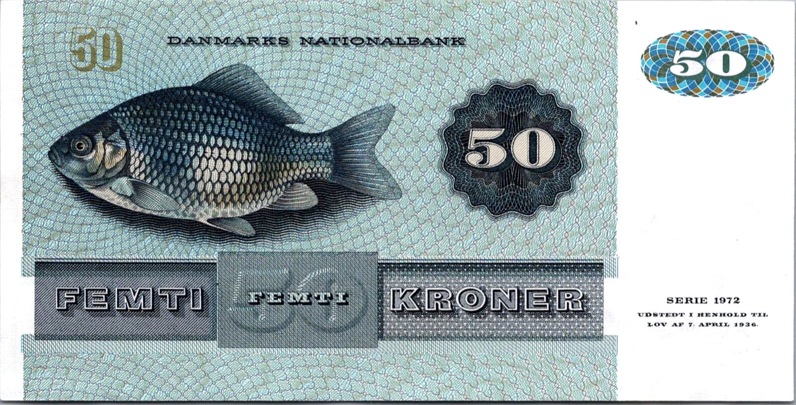 Denmark 50 Kroner 1972 Pick # 50  2