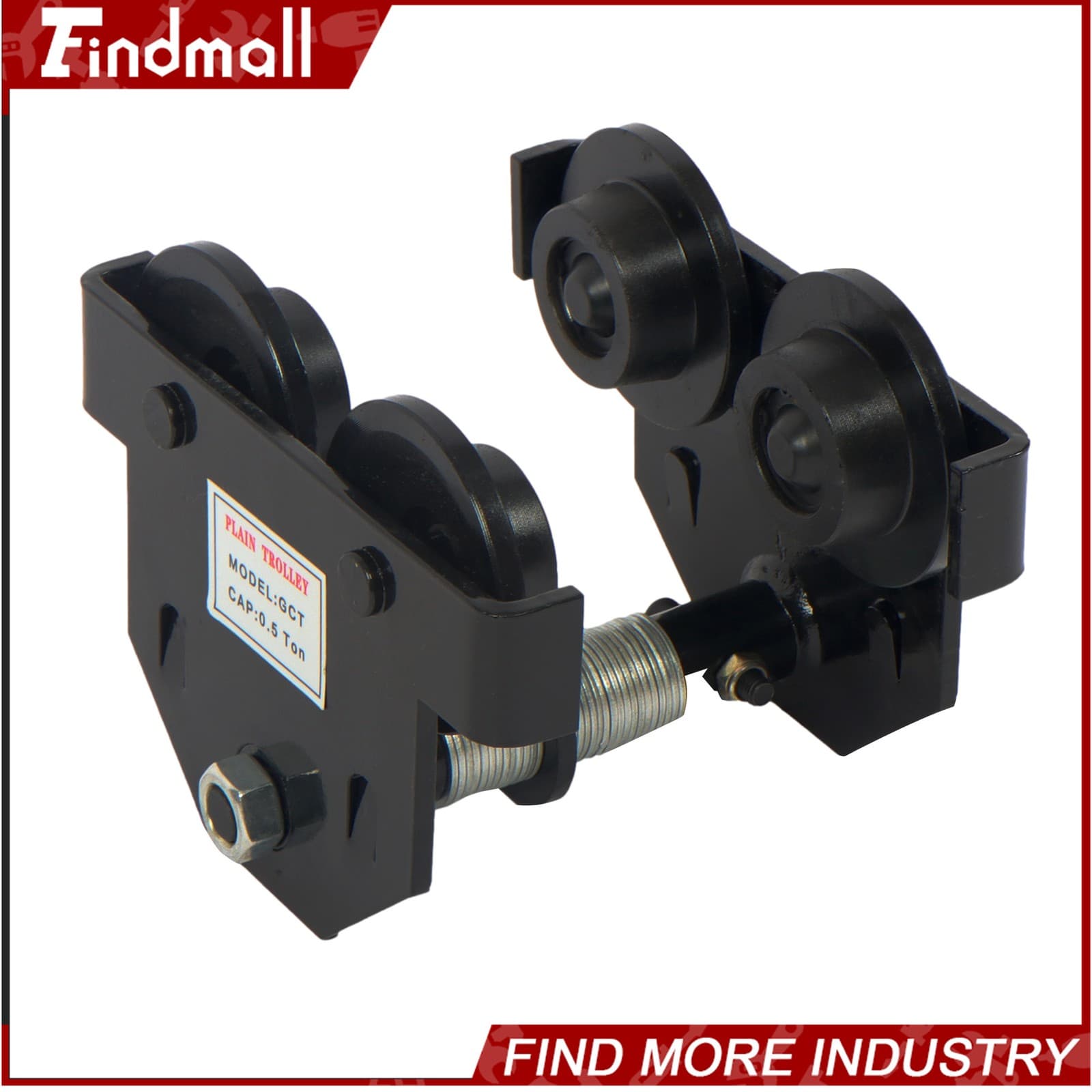 Findmall Push Beam Trolley Manual Trolley 1100lbs/0.5t Load 55-135mm Adjustable 6