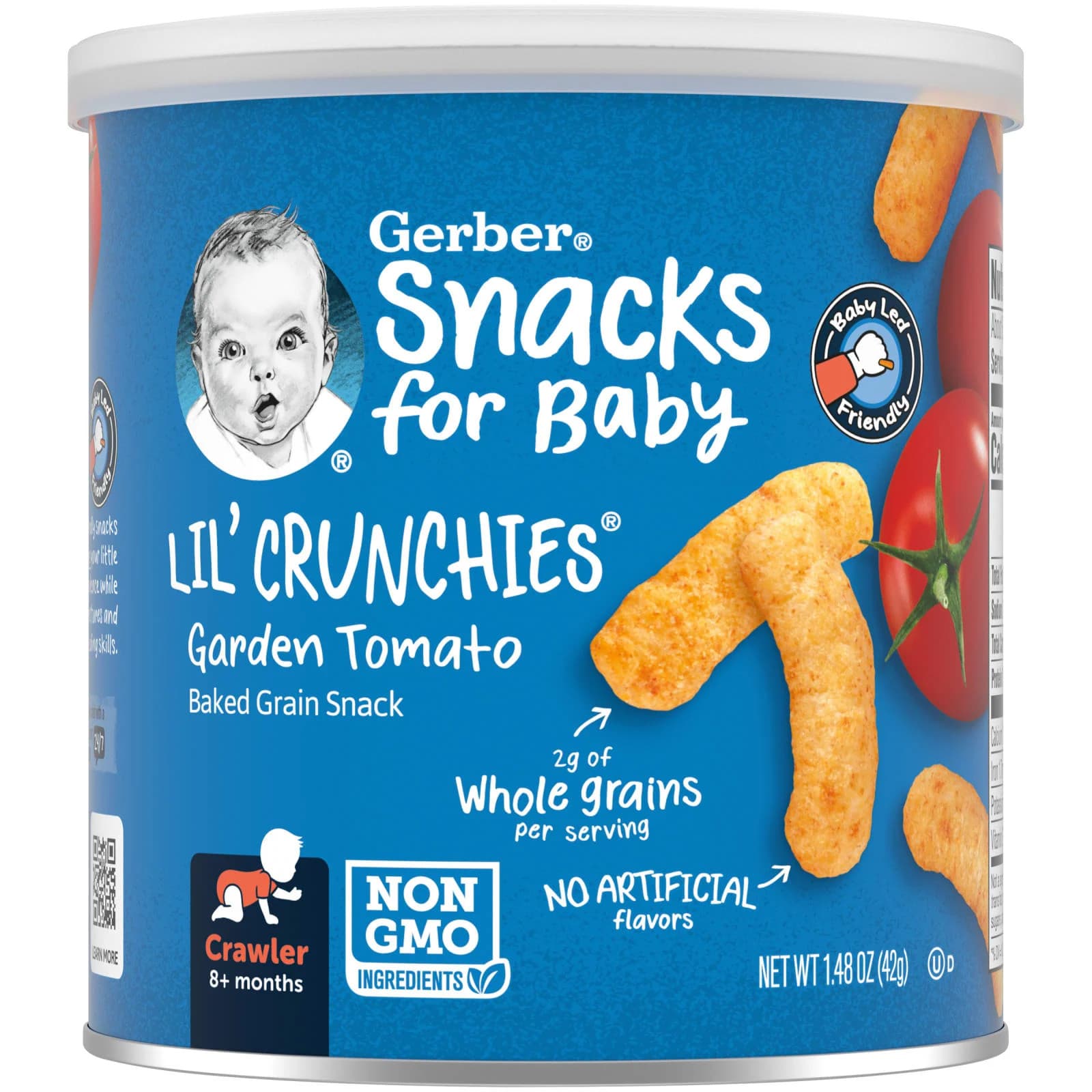 Snacks for Baby, Lil' Crunchies, Baked Grain Snack, 8+ Months, Garden Tomato,