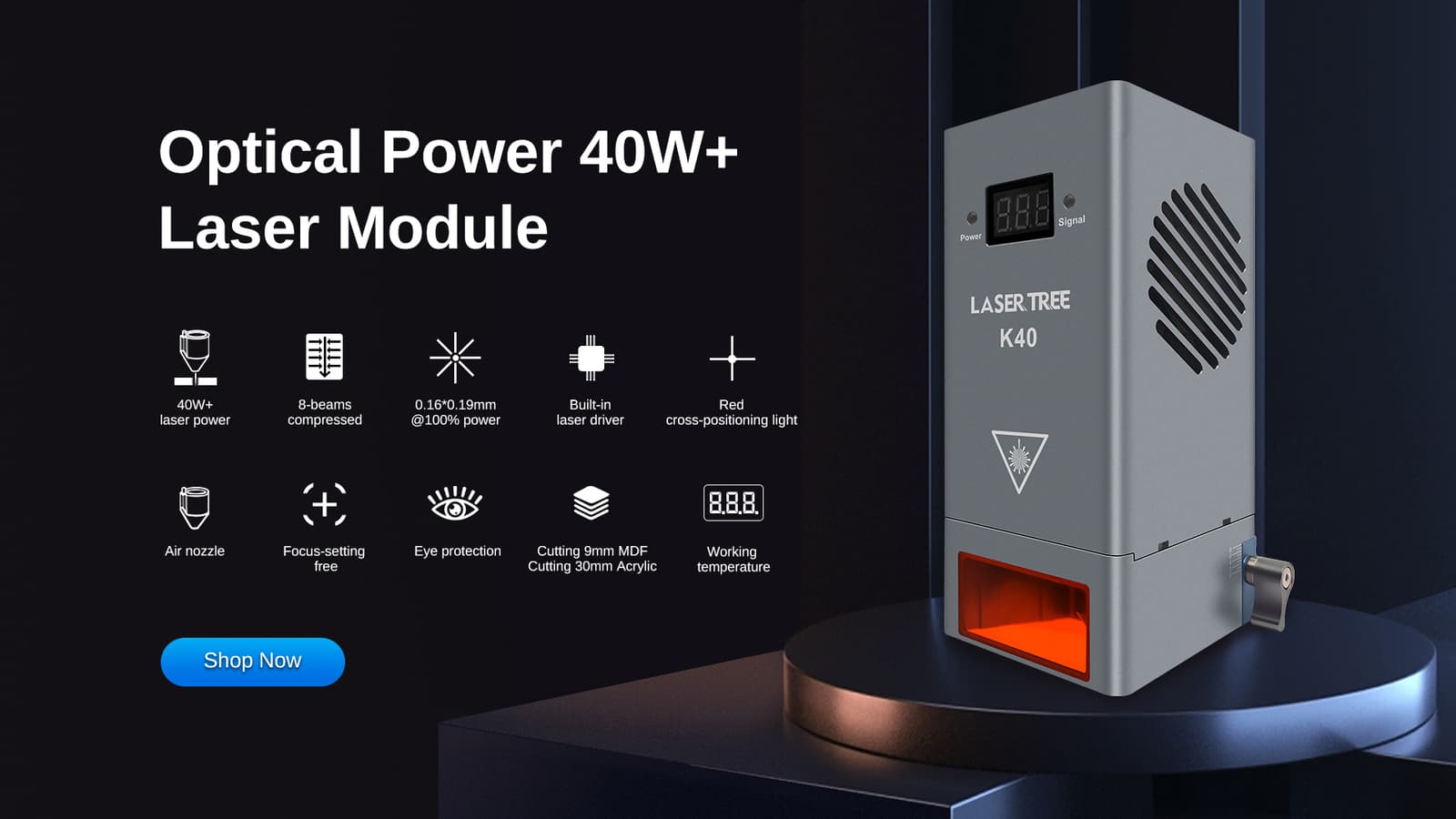 Upgrader K40 LASER TREE 40W Optical Power Laser Cutting Engraver Module Head 2