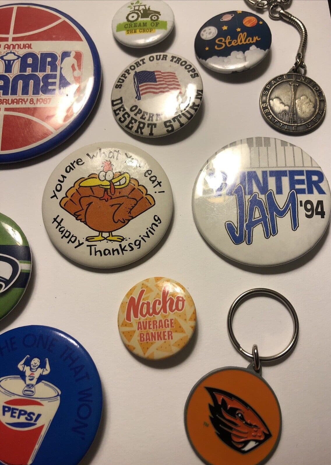 Pins Buttons Vintage To Now Lot As Is, As Seen, Seattle Pepsi Disney Spider-Man 4