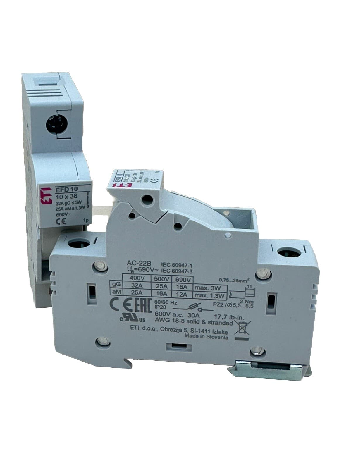 *Lot of 2* ETI EFD 10 1P 10 x 38 32A Fuse Switch Load Disconnector *New*