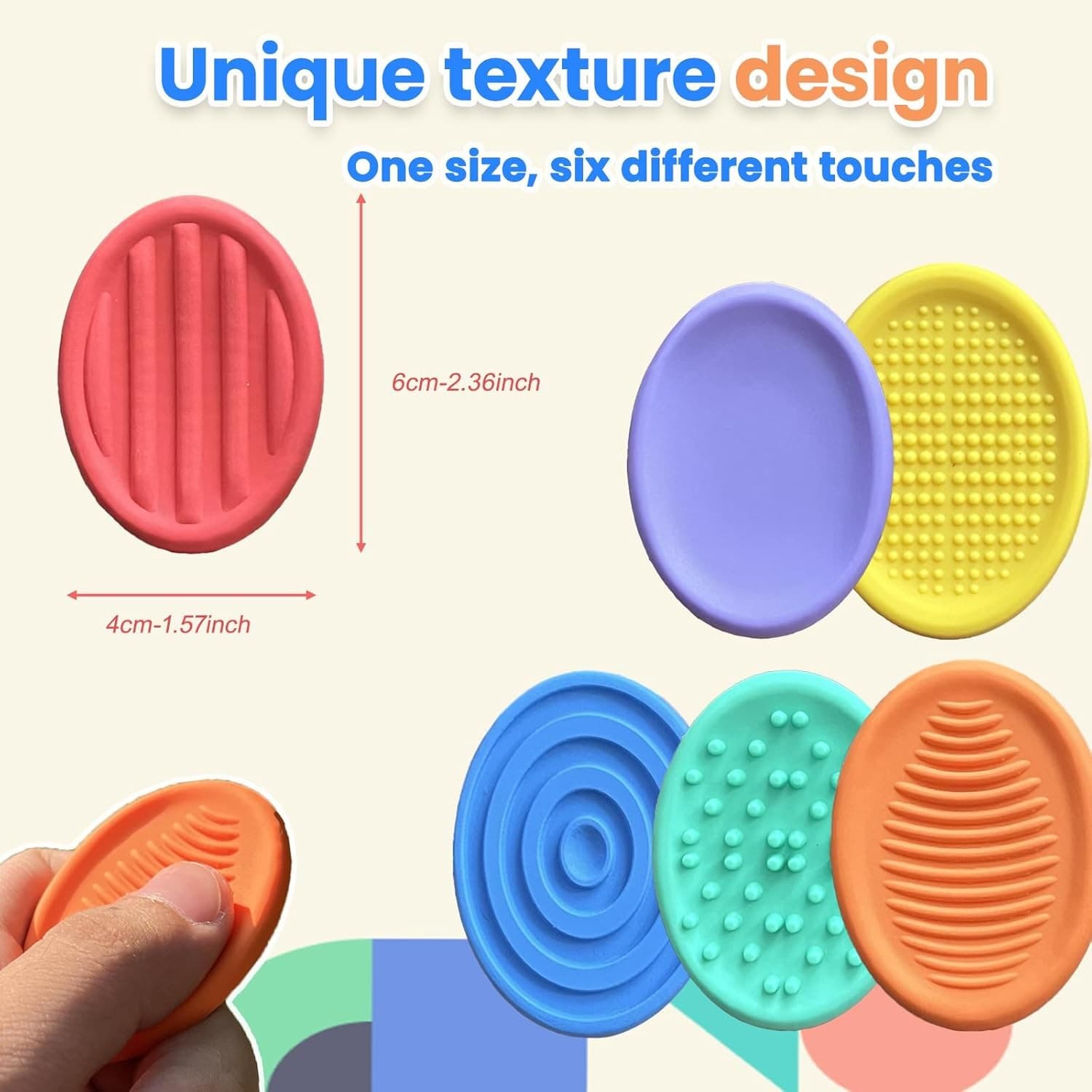 Fidget Toys for Kids Adults, 6Pcs Textured Sensory Stones Autism ADHD...  2