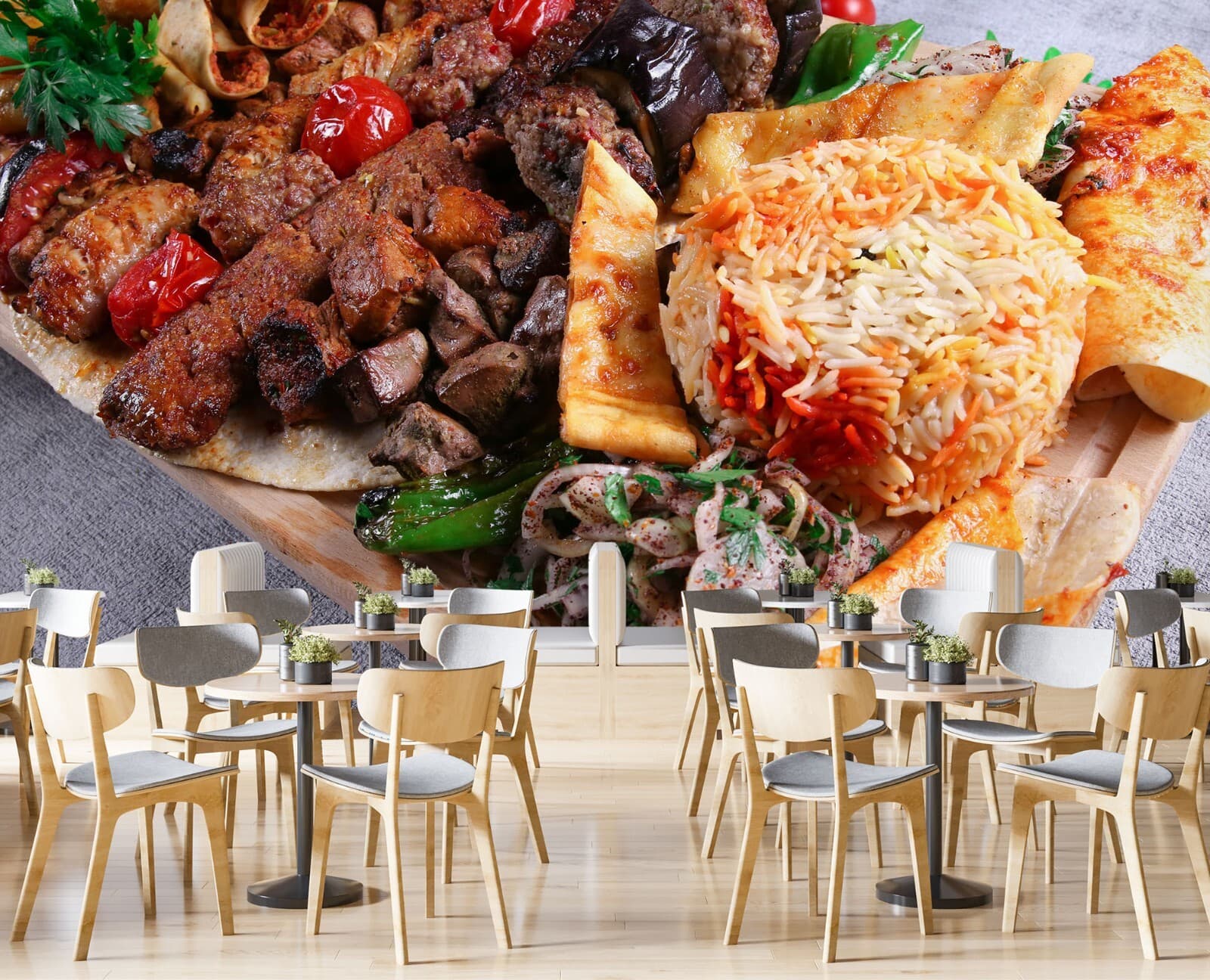 3D Grill Kebab Shop BBQ K083 Wallpaper Wall Mural Self-adhesive Commercial Panda