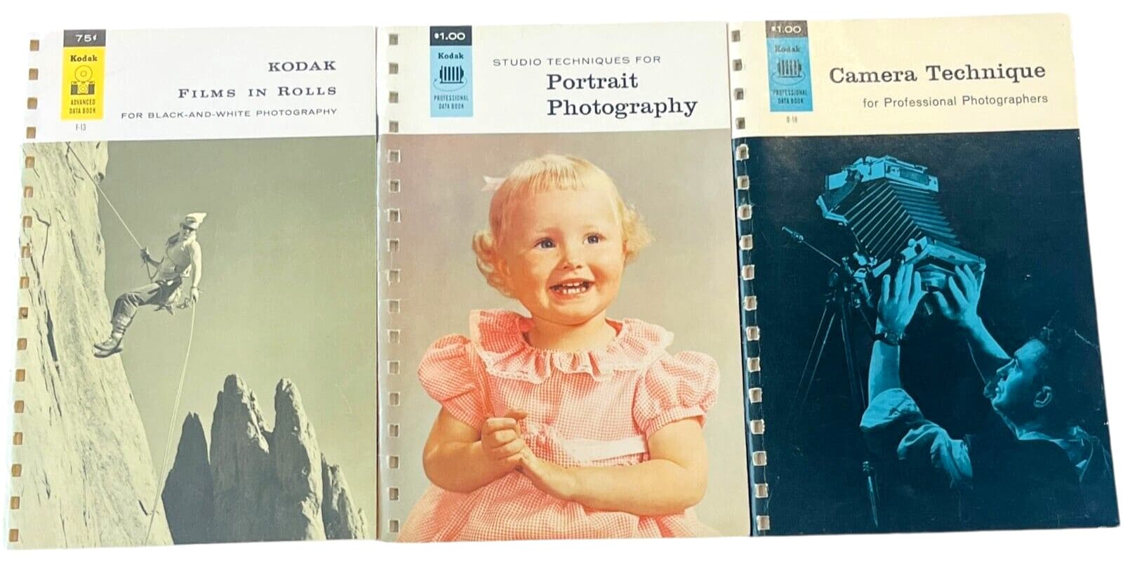 KODAK Camera Data Books - Portrait / Camera Technique / B&W - LOT of 3 6