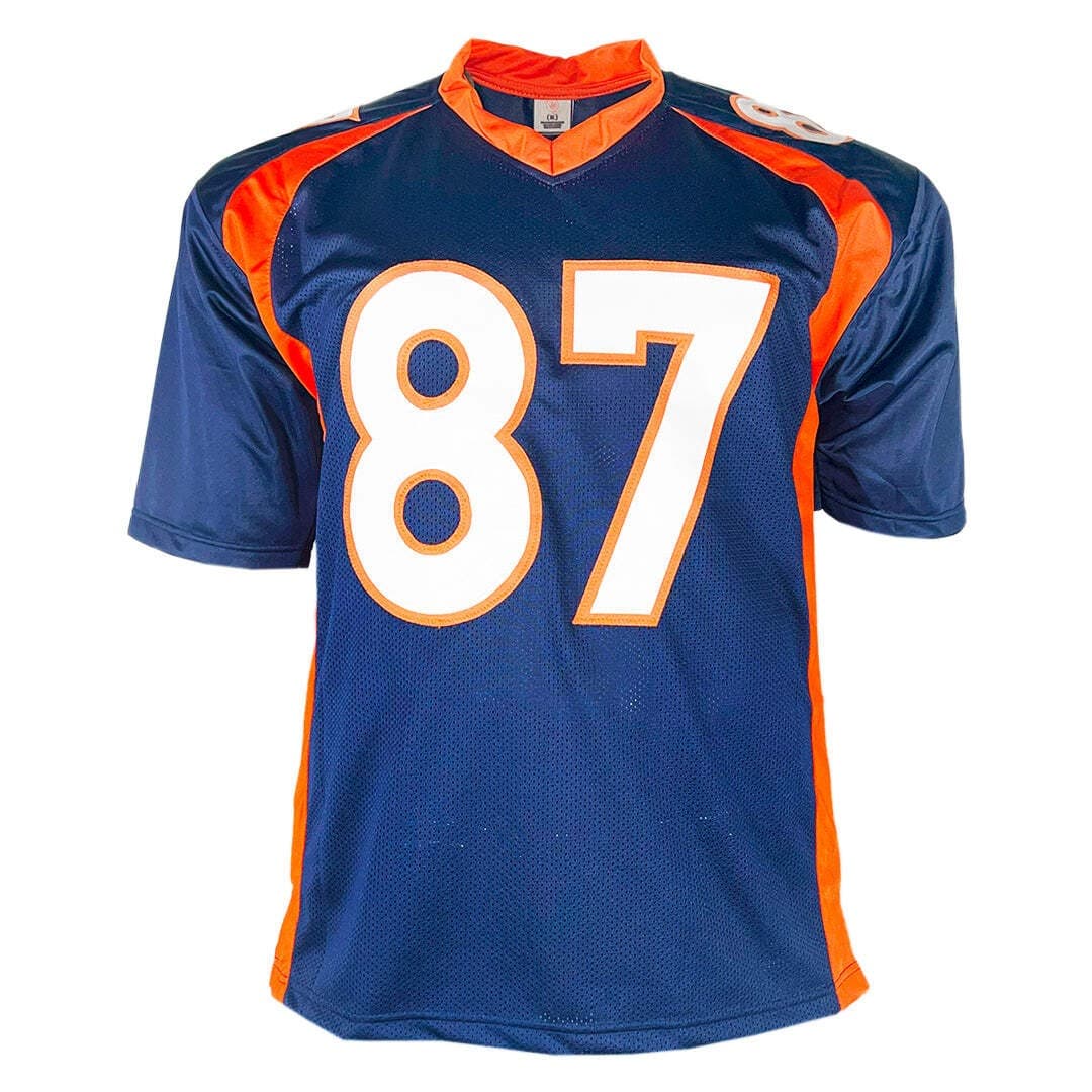 Ed McCaffrey Signed XXXII XXXIII Inscription Denver Blue Football Jersey (Becket 3