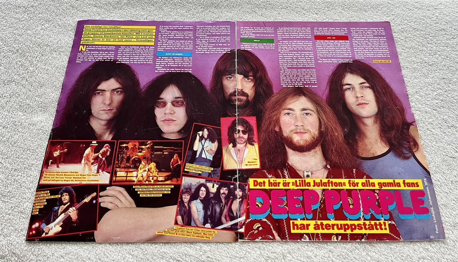 Deep Purple 1984 Blackmore Gillan Story Clip Poster Swedish magazine Okej 1980s
