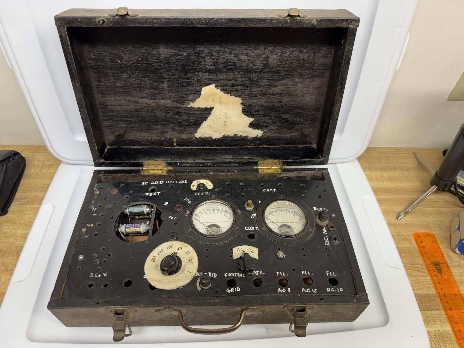 Vintage Home-Made Electronics Tester Western Electric 301 Ammeters