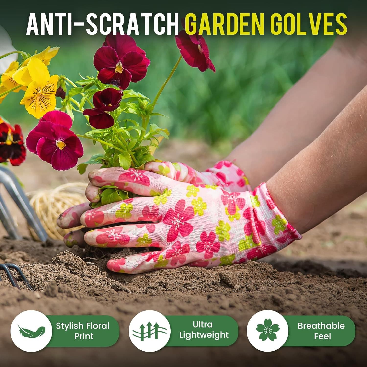 6 Pairs Gardening Gloves for Women - Breathable Rubber Coated Garden Gloves, Mul 3